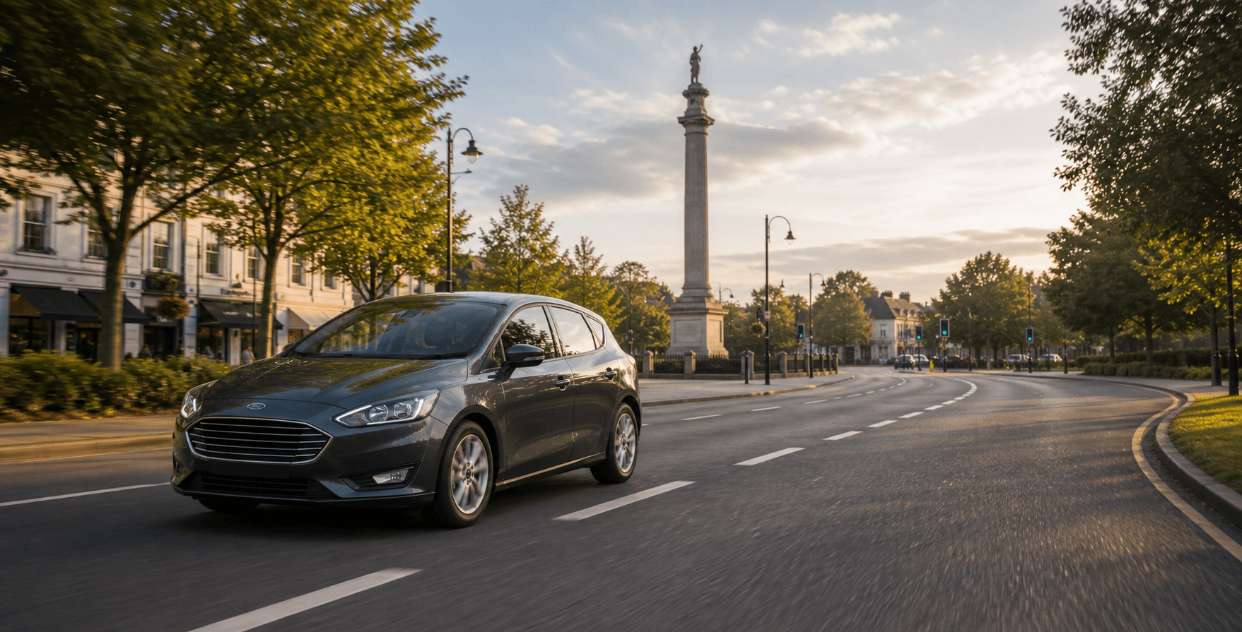 Compact hire car ready for practical travel around Weybridge